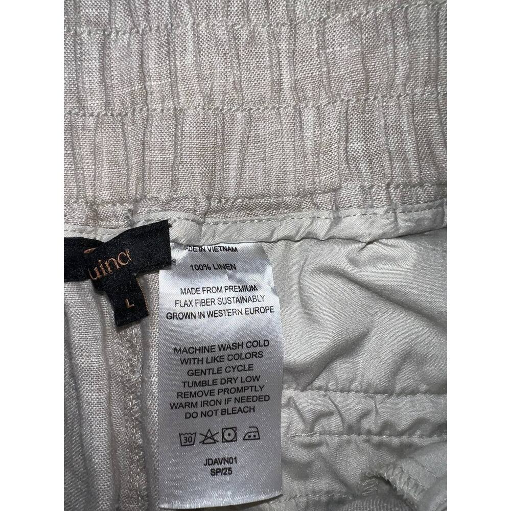 Quince 100% Linen Wide Leg Pants Tan Elastic Waist Large A009927 - Picture 4 of 9